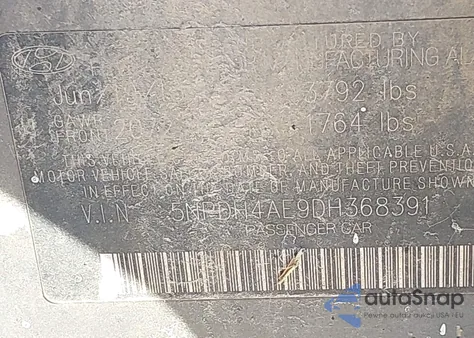 2013 Hyundai Elantra Gls z USA, uszkodzony, nr VIN 5NPDH4AE9DH368391